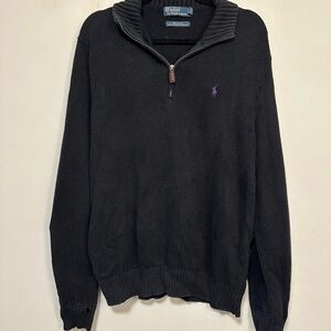 Ralph Lauren Black Quarter Zip-Up Men's Sweater